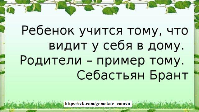 «Ребёнок учится тому, что видит у себя в дому».